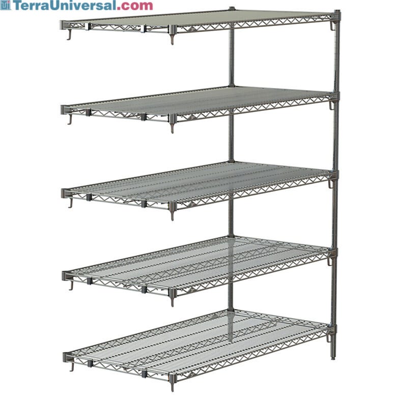 Metro Super Adjustable Super Erecta 5-shelf industrial wire shelving add-on unit, Chrome