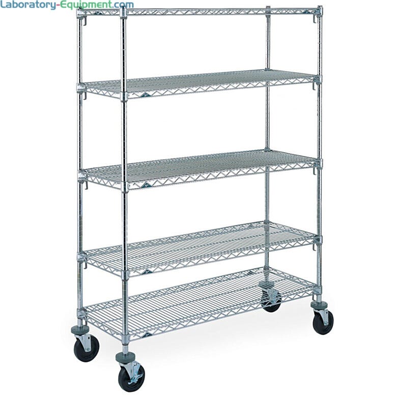 Metro Super Adjustable Super Erecta 5-shelf industrial wire shelving stem caster cart, chrome