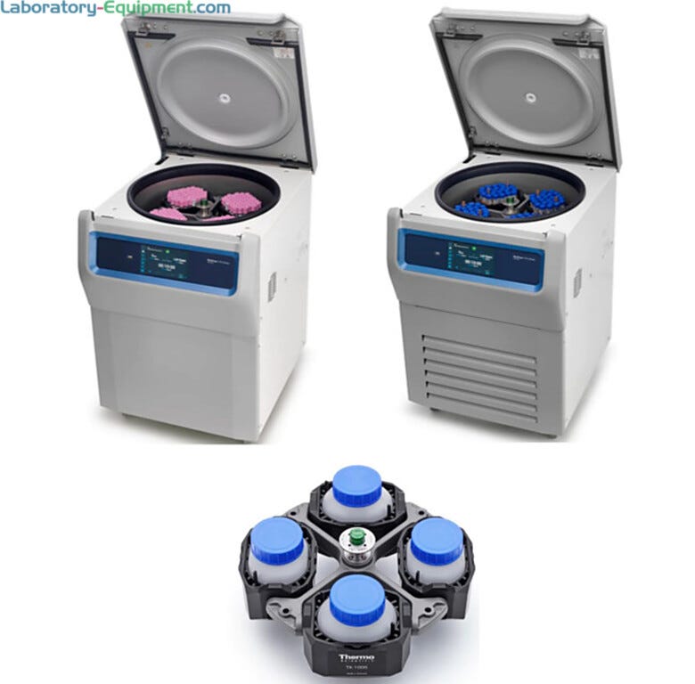 Thermo Scientific floor model 4L Free-standing Multifuge X4F and X4F R Pro Centrifuge Packages with TX-1000 Rotor for tissue culture and blood tubes