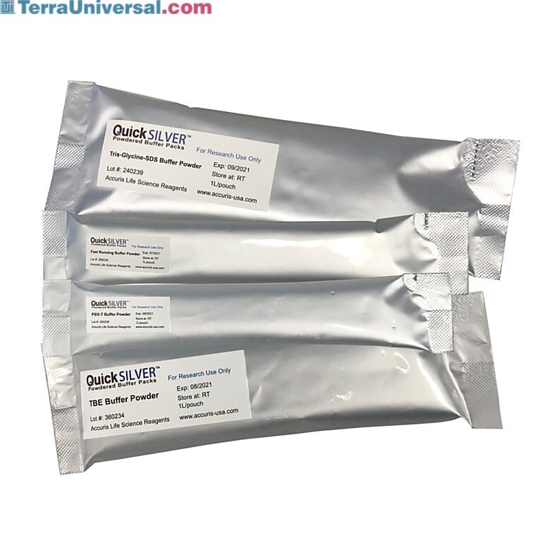 Perfectly formulated electrophoresis buffer packs ready when you need it, simply pour into water and stir to dissolve
