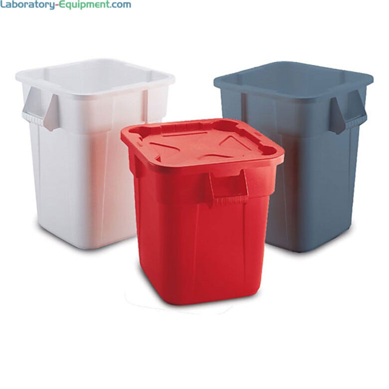 Rubbermaid's low-density polyethylene BRUTE Square Container shape provides 14% more capacity versus round containers
