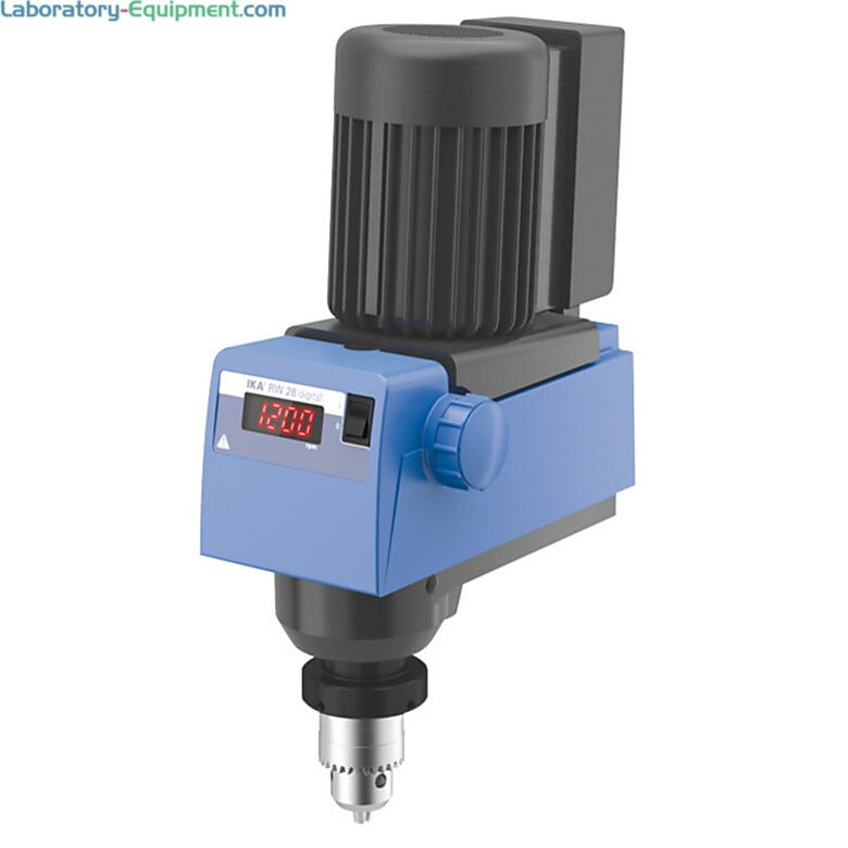 The RW 28 Digital Overhead Stirrer has an 80-liter capacity and two-stage motor  |  6927-19 displayed