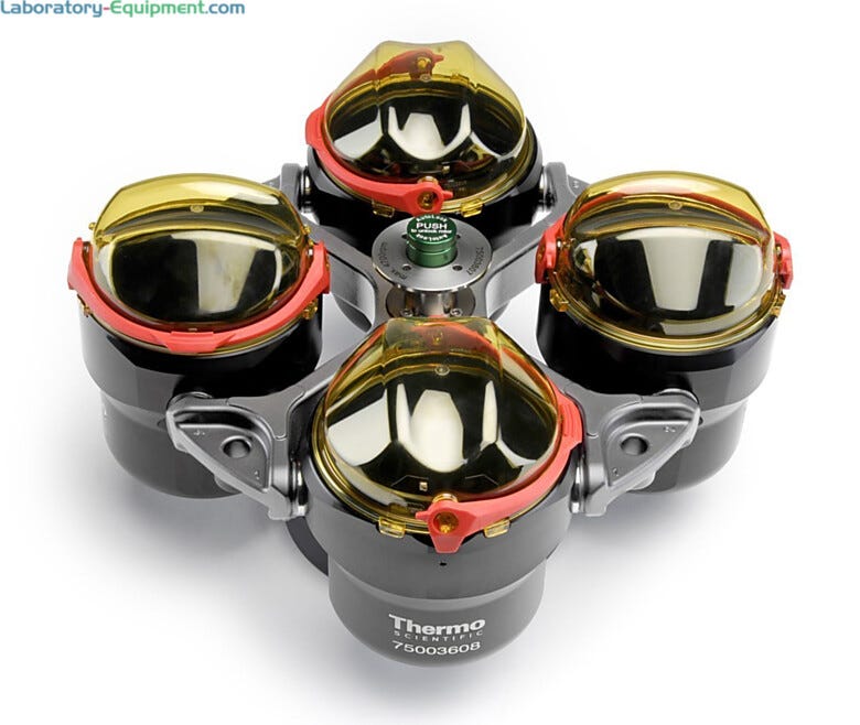 Accommodates round or rectangular buckets with multiple adapters as well as microplate carriers  |  1537-19A displayed
