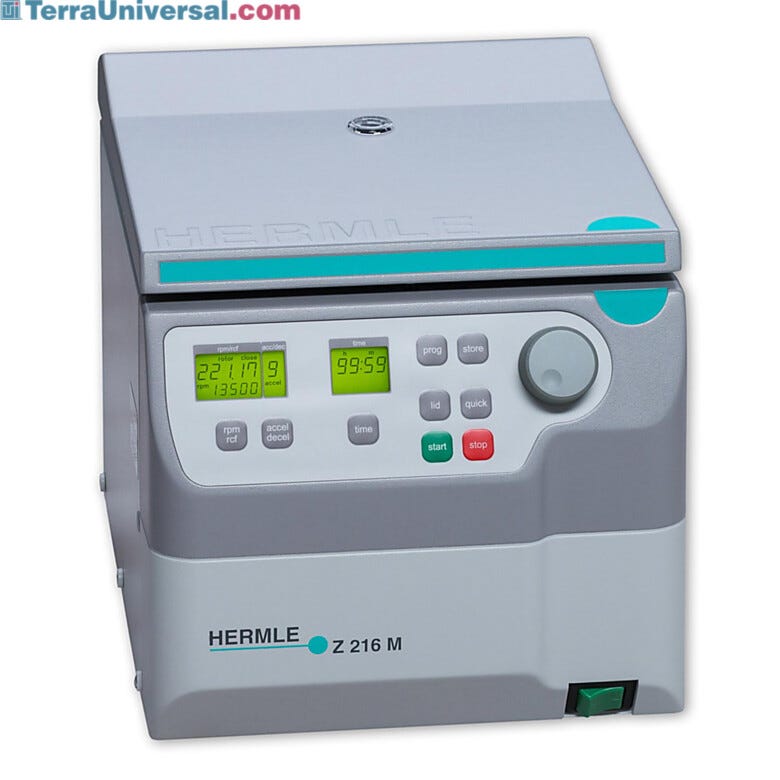 Hermle’s compact ventilated Z216-M microcentrifuge is powerful yet quiet  |  2823-41 displayed