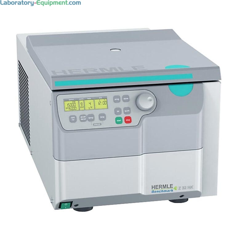 Z32 HK High Speed Refrigerated centrifuge by Hermle is a benchtop model with larger but more compactful motor drive | 2824-48 displayed