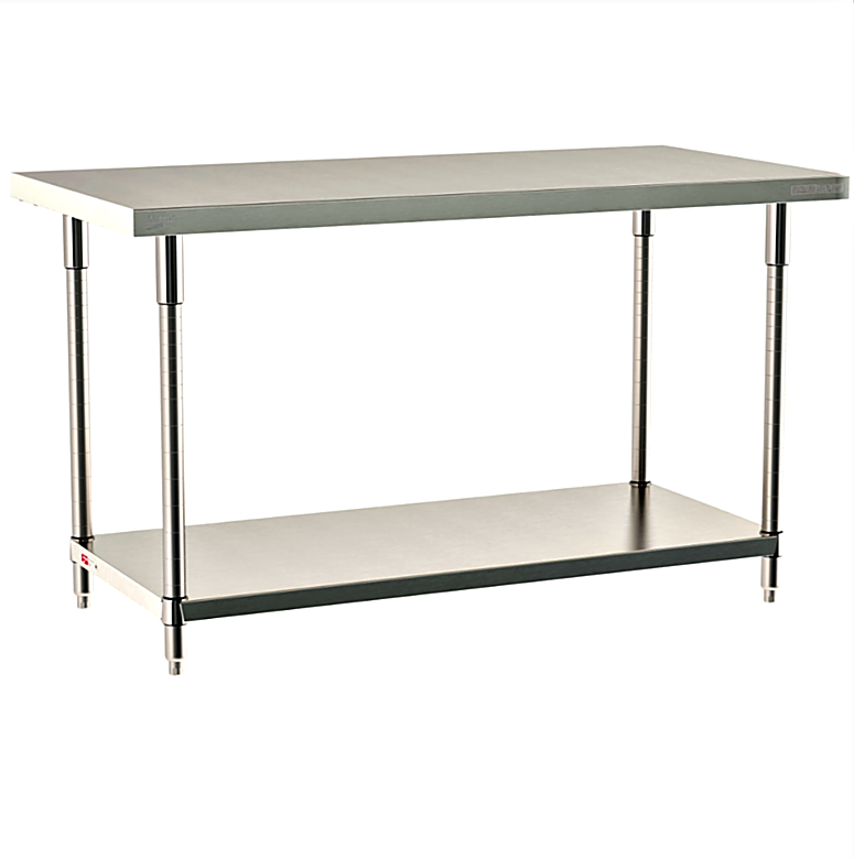 All 304 Stainless Steel TableWorx Work Tables with an Under Shelf by Metro for lab, electronics, pharma and science applications; size and mobile options | 1545-PP-01 displayed