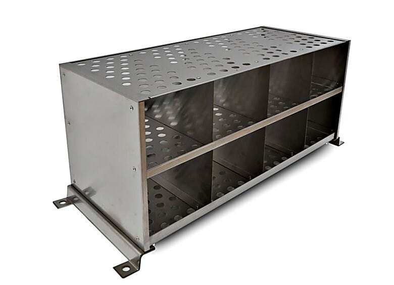 304 Stainless Steel detachable bootie rack and gowning bench with perforated surfaces 36