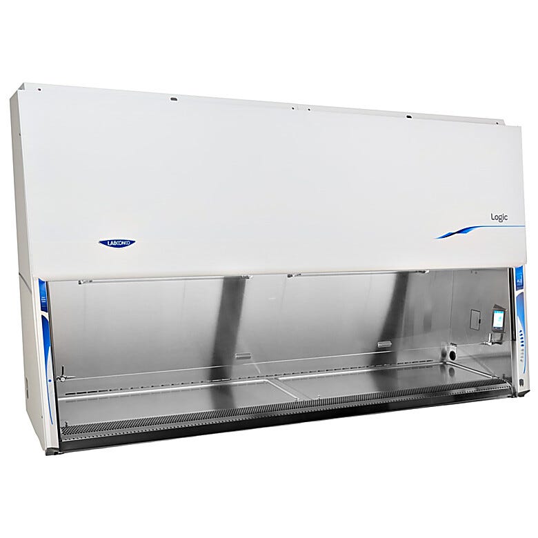 Select Labconco 8’ Logic Class II Type A2 Biosafety Cabinets shown without required base stand; telescoping base stand and caster kit can be purchased separatel | 3642-PP-01 displayed