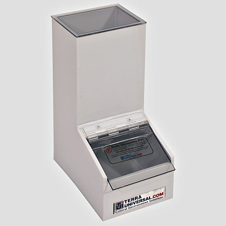 Polypropylene small-parts dispenser with one compartment and static-dissipative PVC lid  |  4952-06 displayed