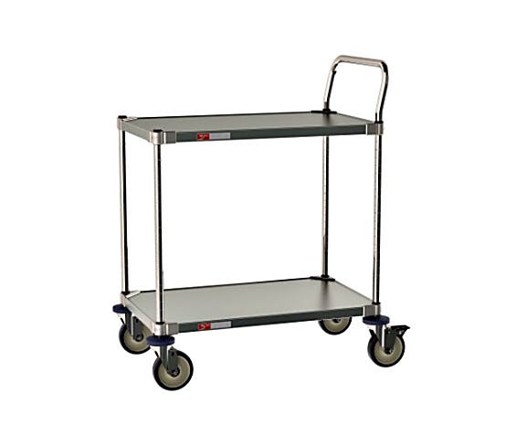 CRLS222NFS Metro 304 Stainless Steel Grade A Pharma 2-Shelf Cart for use in labs and cleanrooms withstands repeated cleaning and sterilization;18