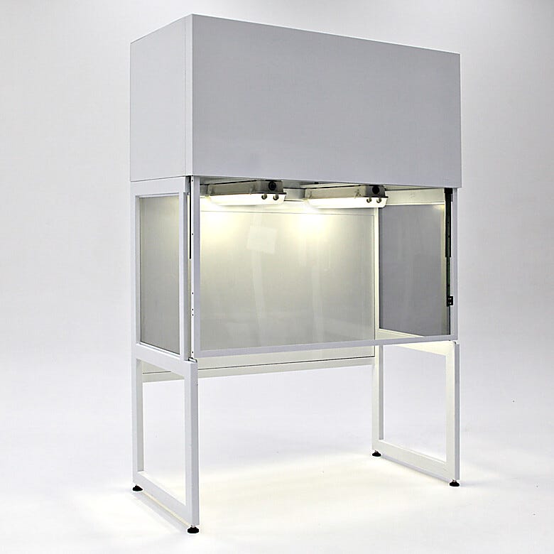 Powder-coated steel fume hood includes 10