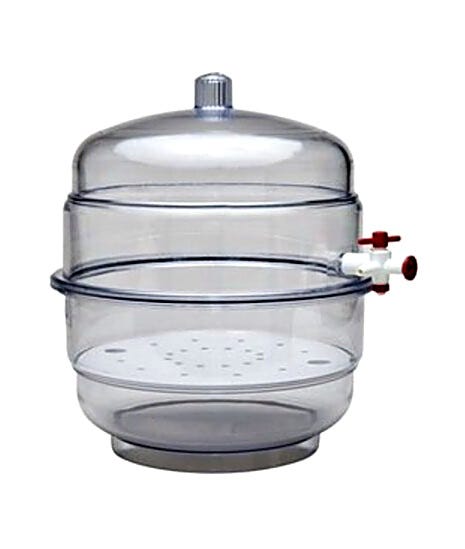 Compact drying chamber ideal for lab use; includes stopcock for connection to vacuum tubing  |  1539-51 displayed