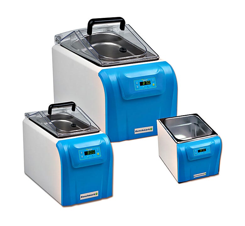 Benchmark Scientific myBath digital water bath is designed for heating reagents and samples in uniform conditions