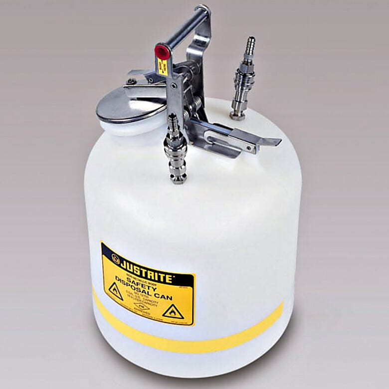 Polyethylene Centura Safety Cans provide safe containment of liquid waste  |  2820-43 displayed
