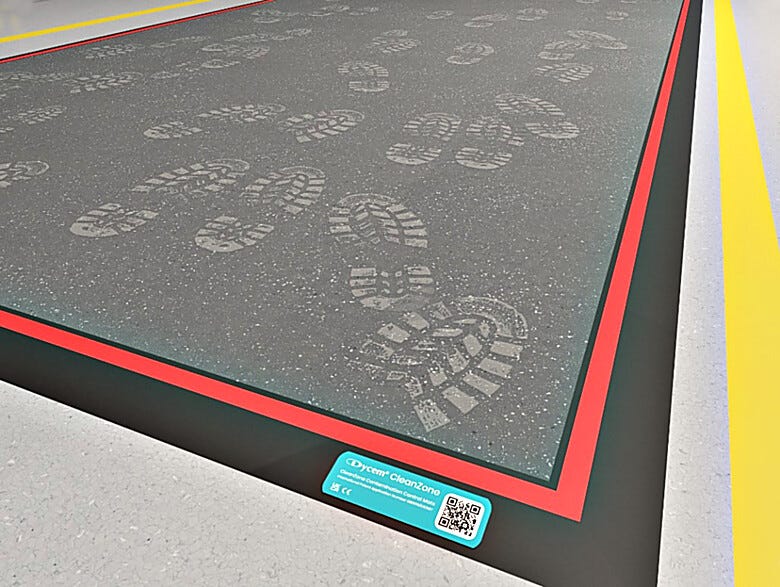 The mat captures and retains fine particulate from shoes for effective contamination control in environments where cleainliness is essential  |  3801-PP-01 displayed