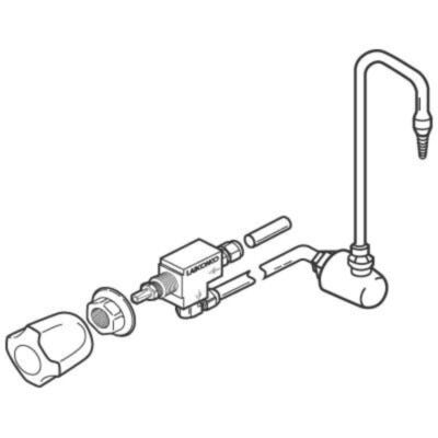 Illustration of water service fixture kit with gooseneck faucet for fume hoods | 3644-90 displayed