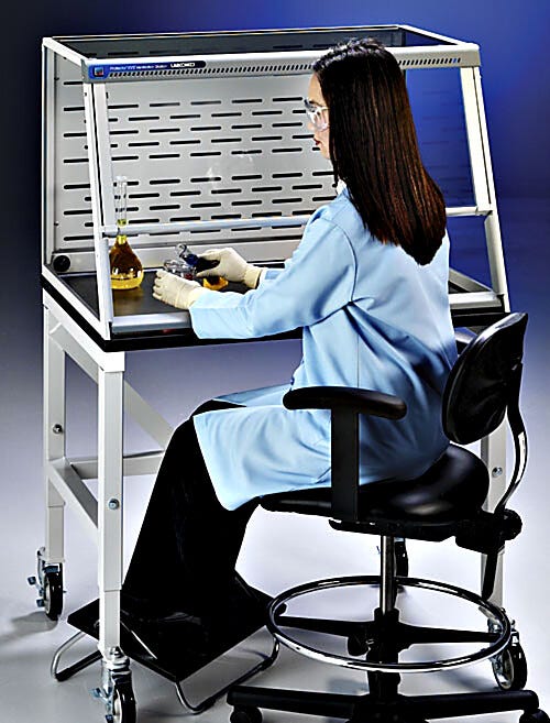 Shown: Ventilation Station from Labconco with optional stand and work surface (requires exhaust connection)  |  3646-18 displayed