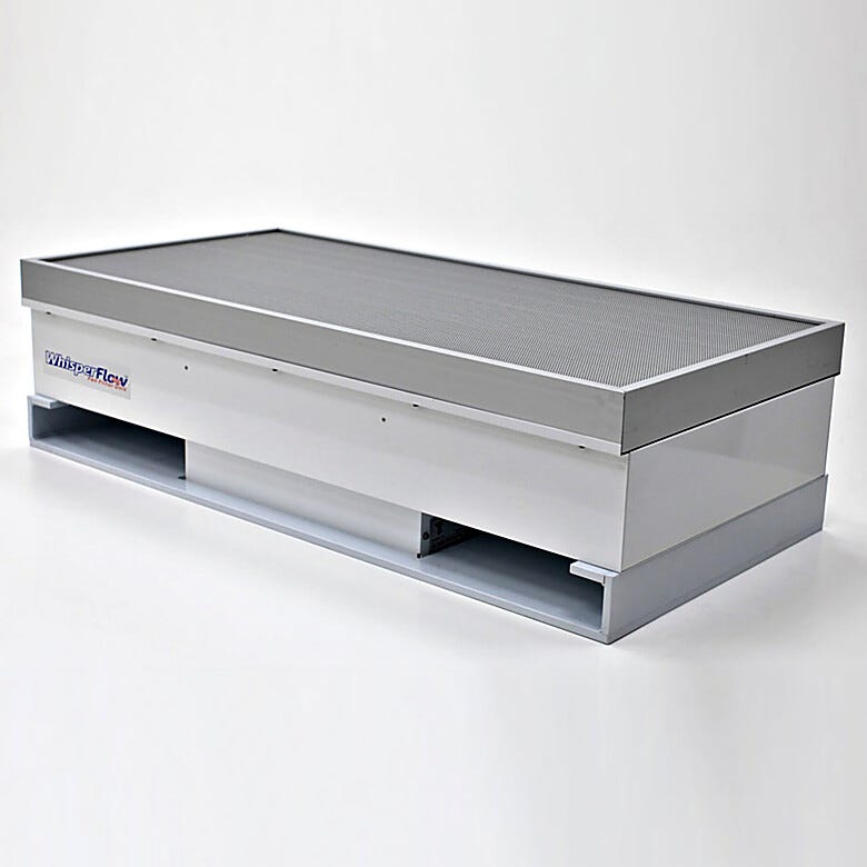 Reverse Flow Fan Filter Unit contains particulates generated in a hood or enclosed work space to allow cleanroom air release  |  6601-24-HV displayed