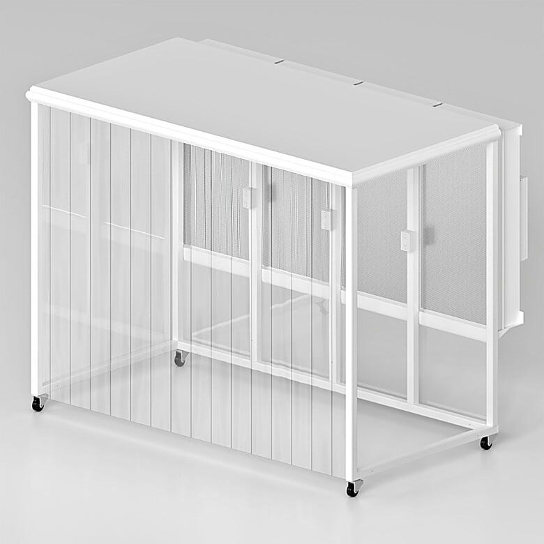Continuous PVC curtain panel dissipates static charges and encloses work zone from ambient environment  |  1870-26 displayed