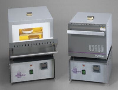 Thermolyne Benchtop Muffle Furnaces by Thermo Scientific with coil heating elements for fast heating with minimal temperature gradient | 1800-52 displayed