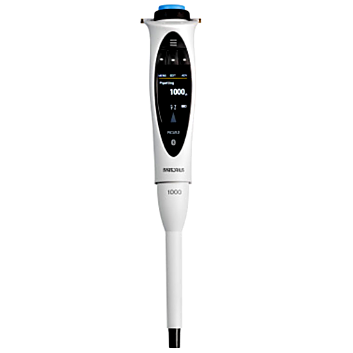 Single-channel LH-747081 Picus 2 Electronic Pipette by Sartorius with a 50-1000 μl volume range, an adjustment wheel, safety features and connectivity