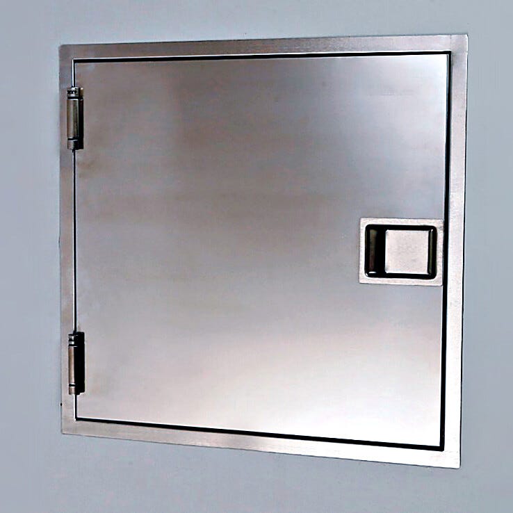 UL 10B-listed fire-rated door is suitable for use in a fire-rated cleanroom or laboratory wall | 1993-74A displayed