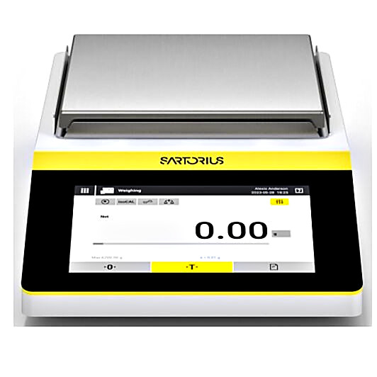 Economical Quintix Pro Precision Balances by Sartorius with a 1200-12,200 g capacity, 10 mg or 100 mg readability, and an integrated applications program