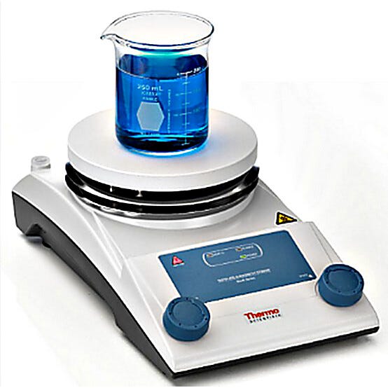 Ideal for standard, non-critical processes, analog RT2 Basic Stirring Hot Plate features a 140 mm top, built-in temperature shut-off and hot top warning  |  3618-25 displayed