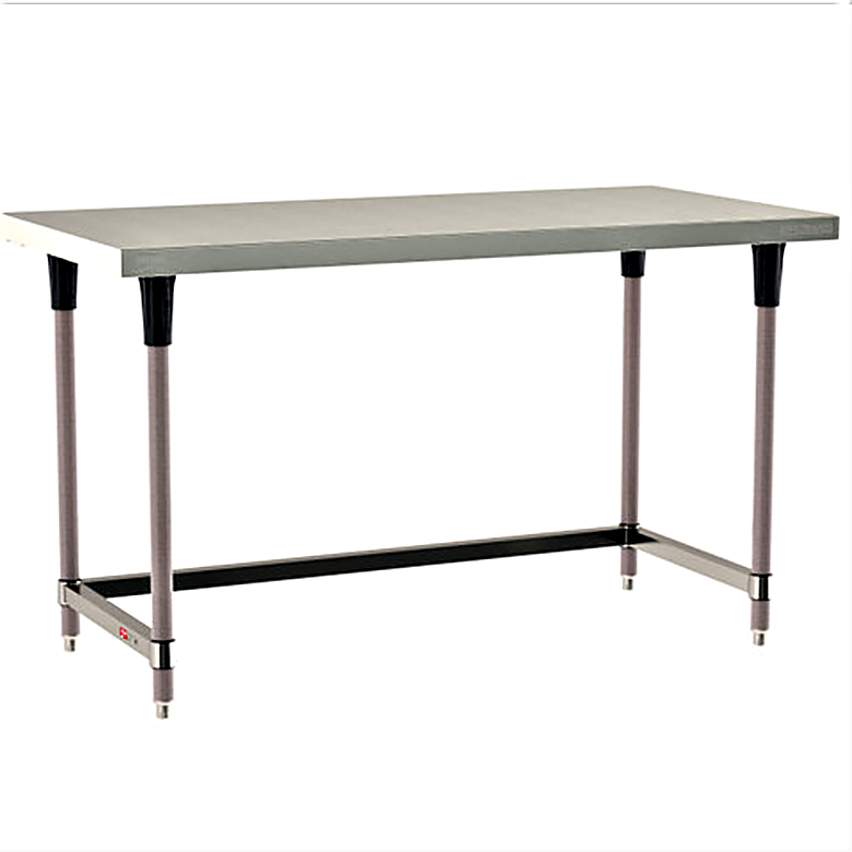 Standard 304 Stainless Steel TableWorx Work Tables with Microban antimicrobial Metroseal Legs and 3-Sided Frame by Metro; various sizes and mobile options