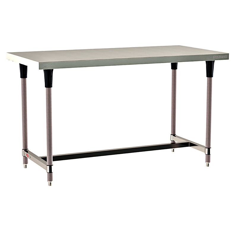 Standard 304 Stainless Steel TableWorx Work Tables with Microban antimicrobial Metroseal Legs and I-Frame by Metro; with mobile options | 1543-PP-01 displayed