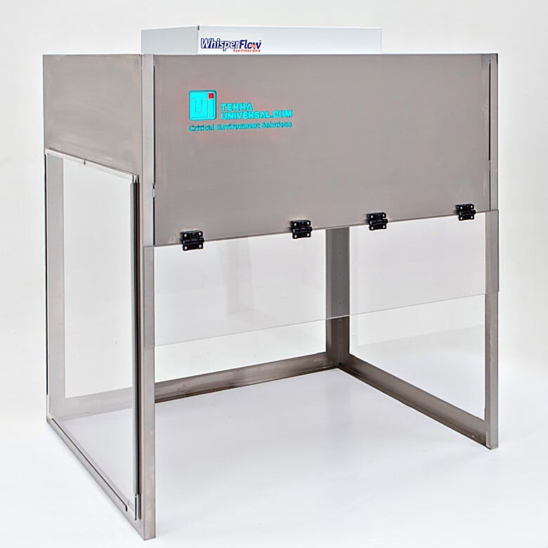 Universal Benchtop Vertical Laminar Flow Hood; 3ft wide, ISO 5 - class 100 mini-cleanroom environment, with static-dissipative PVC panels | 1675-53-36 displayed