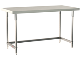 Metro TableWorx Stationary Work Table All 304 Stainless Steel 3-Sided Frame 30
