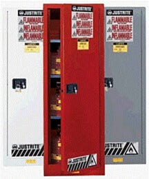 Justrite Sure-Grip Ex Slimlime Flammable Safety Cabinet 54 gal, Self-Closing Single Door, 23.25
