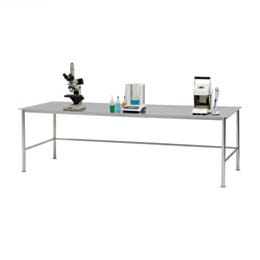 Work Station, BioSafe® SolidTop™ EP 304 or 316 Stainless Steel, Heavy-Duty, Round Tube, 84