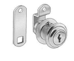Drawer lock, cam lock, polished nickel finish keyed different, 3/4'' dia. hole