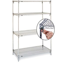 Metro Super Erecta Stationary Wire Shelving System, 4-Shelf, Stainless Steel, 72