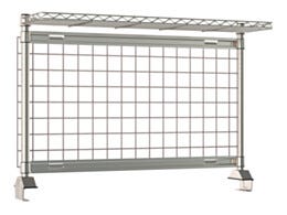 Metro Productivity Riser with Metroseal Gray SmartWall Grid and One 304 Stainless Steel Wire Overshelf for 48