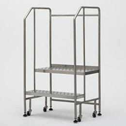 Mobile Step Ladder; BioSafe® Round Tube, Fully Welded, 2 Steps, 304 or 316 SS, 30