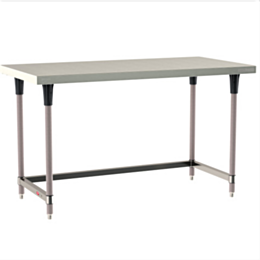 Mobile-Ready 304 Stainless Steel TableWorx Work Table, Metroseal Legs, Polymer Leg Mounts, 3-Sided Frame, 24