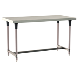 Mobile-Ready 304 Stainless Steel TableWorx Work Table, Metroseal Legs, Polymer Leg Mounts, I-Frame, 24