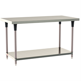 Mobile-Ready 304 Stainless Steel TableWorx Work Table, Metroseal Legs, Polymer Leg Mounts, Under Shelf ,24