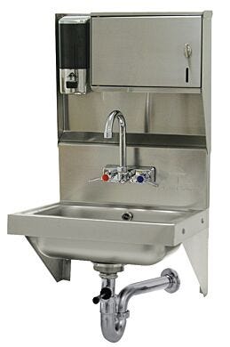 Wall mounted, lever drain with overflow, hand sink with side supports (Model 7-PS-69)  |  6901-51 displayed