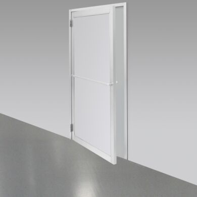 Double swing pre-hung door with powder-coated aluminum frame and polypropylene window for cleanrooms, 72”W x 81”H, uninstalled  |  