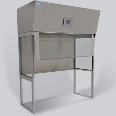 Vertical laminar flow hood provides a unidirectional flow of HEPA-filtered air to meet ISO 5 particle rquirements (5-foot stainless steel model shown)  |  2001-31C displayed