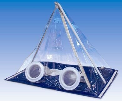 Captair® Pyramid Glovebox protects users examining biological samples in the field  |  3015-00 displayed