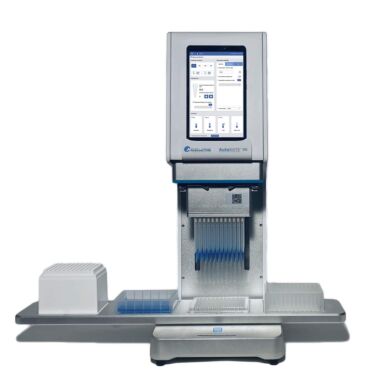 AutoMATE 96 Microplate Pipetting Workstations by Accuris with a motorized head and 4-position platform include a touch-screen tablet, PCR and 384-well plate ada  |  7906-PP-07 displayed