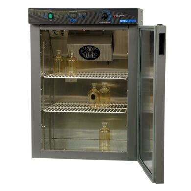 Shel Lab B.O.D. Thermoelectric Cooled Incubator accepts 84 BOD bottles; model includes 2 adjustable shelves with a 35 lb. load capacity   |  3901-33 displayed