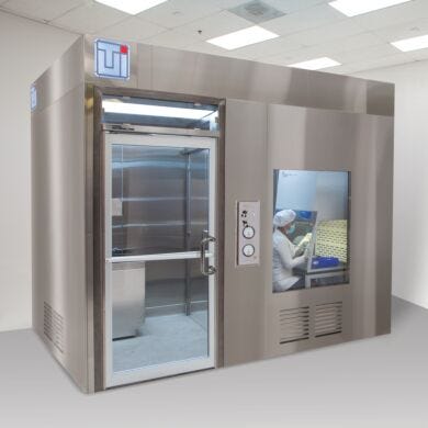 Shown is an all stainless-steel USP797 compounding room, including ante-room and buffer room  |  2900-94-SS displayed