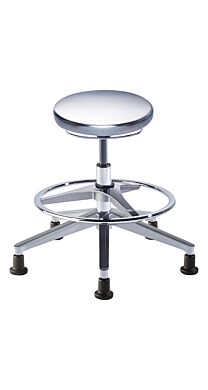 Biofit ISO4 steel bench seat includes cast aluminum base, 22” diameter footring with adjustable height and 2” polyamide glides