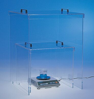 Acrylic Balance Shields function as dead-air boxes to shield delicate operations like powder weighing against air drafts, bumps, spills  |  